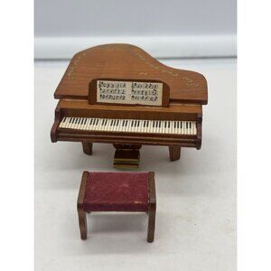 Vintage Shackman Dollhouse Furniture Miniature Grand Piano and Bench Japan